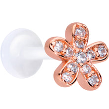 Load image into Gallery viewer, 16G 5/16 Clear Gem Flexible Bioplast Hippie Flower Labret Monroe Tragus

