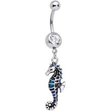将图片加载到图库查看器，Clear Gem Nautical Seahorse Dangle Belly Ring
