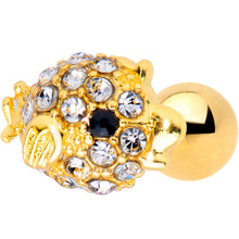 Load image into Gallery viewer, 16G 1/4 Clear Gem Gold Tone Fish Cartilage Tragus Earring
