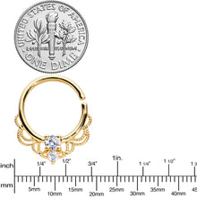 Load image into Gallery viewer, 14G 9/16 Clear CZ Gem Gold Tone Lacy Love Nipple Ring Set
