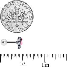 Load image into Gallery viewer, 16G 1/4 Black Gem Pink Orb Owl Cartilage Tragus Earring
