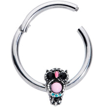 将图片加载到图库查看器，16G 3/8 Black Gem Pink Orb Owl Septum Ring
