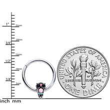 将图片加载到图库查看器，16G 3/8 Black Gem Pink Orb Owl Septum Ring
