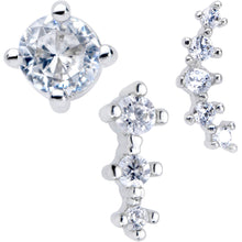 Load image into Gallery viewer, 16G 5/16 Clear Gem Bioplast Curves Labret Monroe Tragus Set of 3
