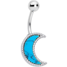 Load image into Gallery viewer, Faux Turquoise Crescent Moon Belly Ring

