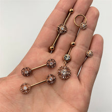 将图片加载到图库查看器，16G 1/4 Clear CZ Rose Gold Tone Hearts Labret Monroe Tragus
