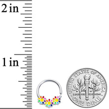 将图片加载到图库查看器，16G 3/8 Rainbow Hippie Flower Septum Ring
