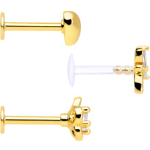 Load image into Gallery viewer, 16G 5/16 Clear CZ Gem Gold Tone Heart Labret Tragus Set of 3
