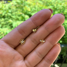 Load image into Gallery viewer, 16G 5/16 Clear CZ Gem Gold Tone Heart Labret Tragus Set of 3
