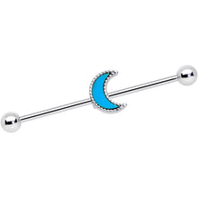 Load image into Gallery viewer, 14G  Faux Turquoise Crescent Moon Industrial Barbell 38mm
