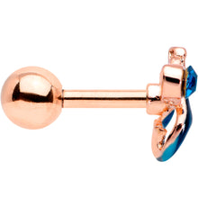 Load image into Gallery viewer, 16G 1/4 Aqua Gem Rose Gold Tone Mermaid Cartilage Tragus
