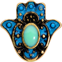 Load image into Gallery viewer, 16G 5/16 Gold Tone Aqua Ornate Hamsa Hand Labret Monroe Tragus
