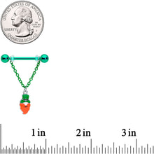 将图片加载到图库查看器，14G 11/16 Leprechaun St Patricks Day Chain Dangle Nipple Ring Set
