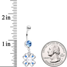 Load image into Gallery viewer, Light Blue Gem Shamrock St Patricks Day Dangle Belly Ring
