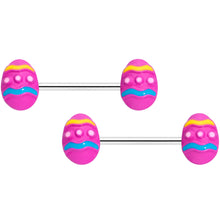 将图片加载到图库查看器，14G 9/16 Pink Easter Egg Barbell Nipple Ring Set
