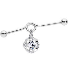 Load image into Gallery viewer, 14G Clear Gem Classic Clover Dangle Project Bar 38mm
