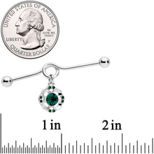Load image into Gallery viewer, 14G Green Gem Classic Clover Dangle Project Bar 38mm
