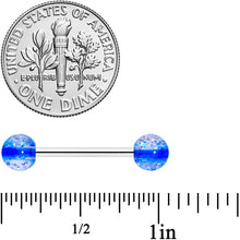 Load image into Gallery viewer, Blue Clear UV Glow Acrylic Ball Barbell Tongue Ring
