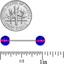 Load image into Gallery viewer, Blue Purple UV Glow Acrylic Ball Barbell Tongue Ring
