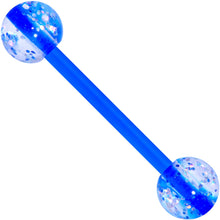Load image into Gallery viewer, Blue Clear UV Glow Flexible Acrylic Barbell Tongue Ring

