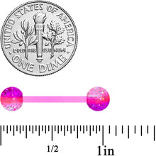 Load image into Gallery viewer, Pink Purple UV Glow Flexible Acrylic Barbell Tongue Ring
