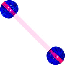 Load image into Gallery viewer, Purple Blue UV Glow Flexible Acrylic Barbell Tongue Ring
