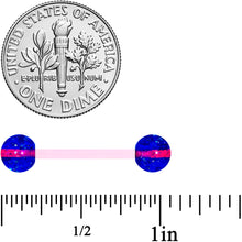Load image into Gallery viewer, Purple Blue UV Glow Flexible Acrylic Barbell Tongue Ring

