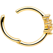将图片加载到图库查看器，16G 3/8 Clear CZ Gem Gold Tone Flower Hinged Segment Ring
