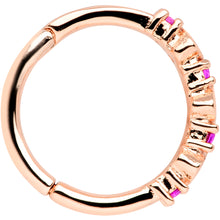 Load image into Gallery viewer, 16G 3/8 Clear Pink CZ Gem Rose Gold Tone Hearts Hinged Segment Ring
