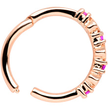 Load image into Gallery viewer, 16G 3/8 Clear Pink CZ Gem Rose Gold Tone Hearts Hinged Segment Ring
