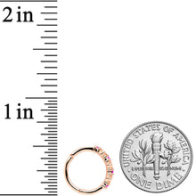 Load image into Gallery viewer, 16G 3/8 Clear Pink CZ Gem Rose Gold Tone Hearts Hinged Segment Ring
