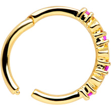 Load image into Gallery viewer, 16G 3/8 Clear Red CZ Gem Gold Tone Hearts Hinged Segment Ring
