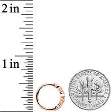 Load image into Gallery viewer, 16G 3/8 Clear CZ Gem Rose Gold Tone Tears Hearts Hinged Segment Ring

