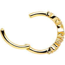 将图片加载到图库查看器，16G 3/8 Clear CZ Gem Gold Tone Tears Hearts Hinged Segment Ring
