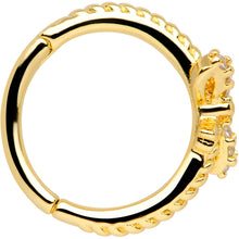 将图片加载到图库查看器，16G 3/8 Clear CZ Gem Gold Tone Bow Hinged Segment Ring
