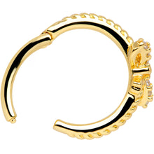 将图片加载到图库查看器，16G 3/8 Clear CZ Gem Gold Tone Bow Hinged Segment Ring

