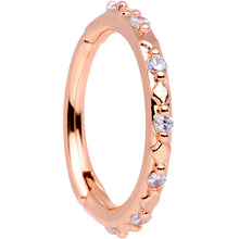 将图片加载到图库查看器，16G 3/8 Clear CZ Gem Rose Gold Tone Subtle Hinged Segment Ring
