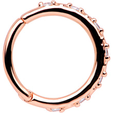 将图片加载到图库查看器，16G 3/8 Clear CZ Gem Rose Gold Tone Subtle Hinged Segment Ring
