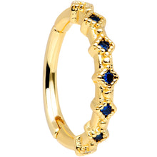 Load image into Gallery viewer, 16G 3/8 Blue Gem Gold Tone Elegance Hinged Segment Ring
