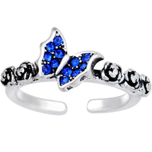 Load image into Gallery viewer, Blue Gem Ornate Butterfly Toe Ring
