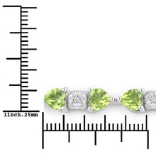 Load image into Gallery viewer, 9.78 Carat Genuine Peridot and White Diamond .925 Sterling Silver Bracelet
