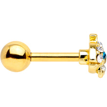 Load image into Gallery viewer, 16G 1/4 Clear Aqua Gem Gold Tone Whale Cartilage Tragus Earring
