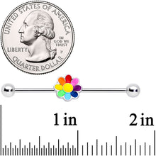 Load image into Gallery viewer, 14G Rainbow Hippie Flower Industrial Barbell 38mm

