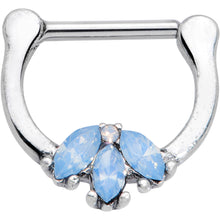 Load image into Gallery viewer, 16G 3/8 Blue Faux Opal Triad Cartilage Clicker
