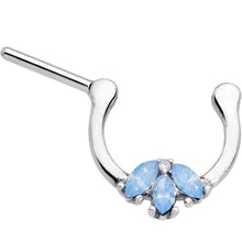 Load image into Gallery viewer, 16G 3/8 Blue Faux Opal Triad Cartilage Clicker
