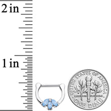 Load image into Gallery viewer, 16G 3/8 Blue Faux Opal Triad Cartilage Clicker
