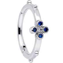 Load image into Gallery viewer, 16G 3/8 Blue CZ Gem Little Flower Hinged Segment Ring
