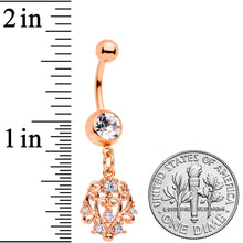 将图片加载到图库查看器，Clear CZ Gem Rose Gold Tone Elegant Abstract Dangle Belly Ring
