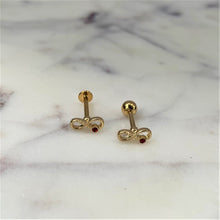 Load image into Gallery viewer, 16G 5/16 Red Gem Gold Tone Infinity Love Labret Monroe Tragus
