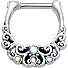 将图片加载到图库查看器，16G 3/8 Aurora Gem Scrolling Hearts Cartilage Clicker
